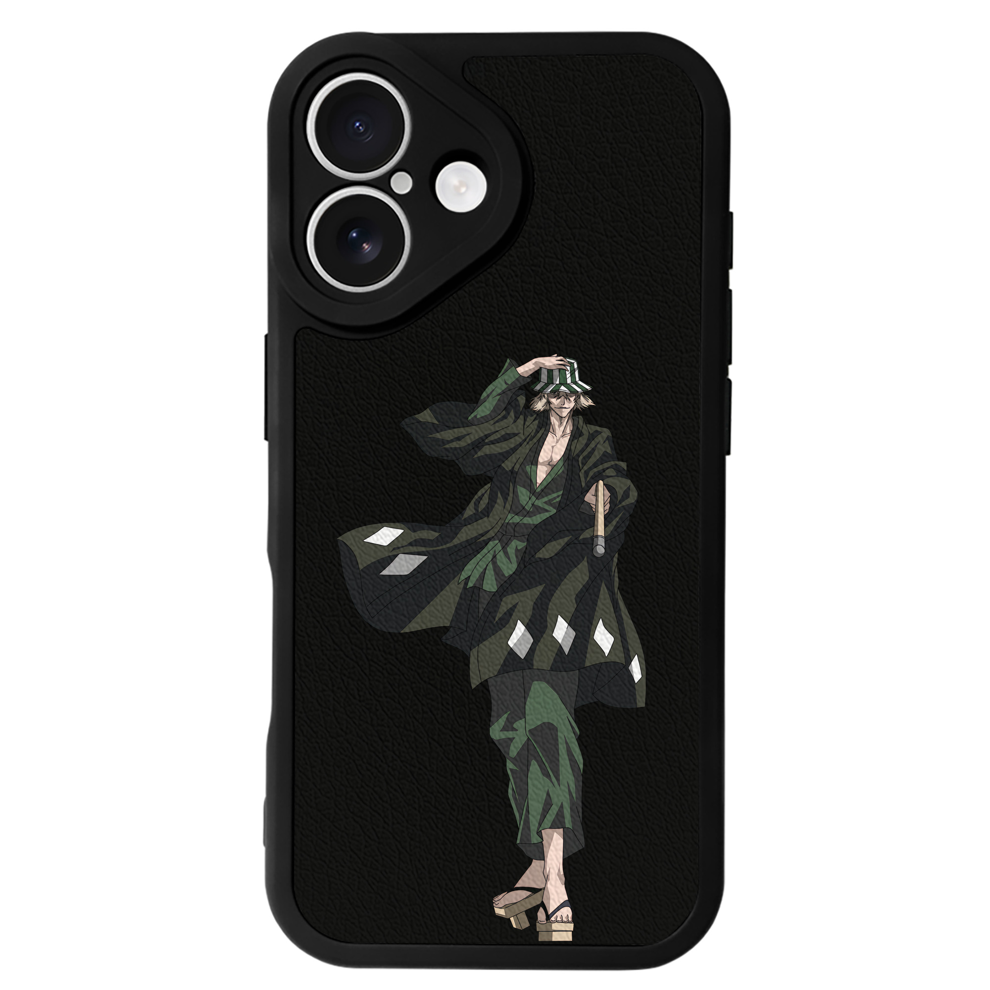 （画像用） "ブリーチ 浦原 喜助（うらはら きすけ） BLEACH Urahara Kisuke " 【iPhone 16シリーズ対応】シリコンスマホケース（レザー調） 材質：シリコン